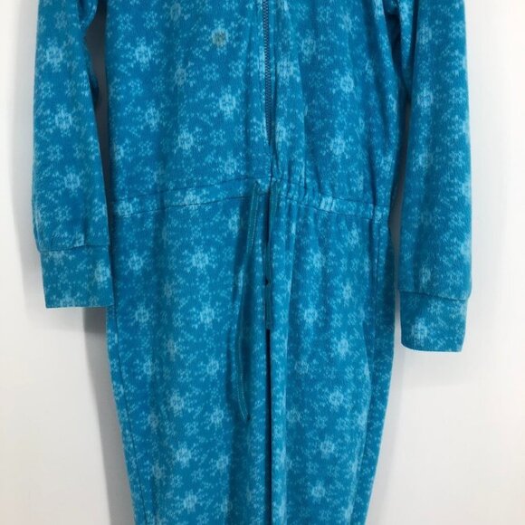 La Vie En Rose blue fleece onesie pajamas with zip-up closure & 1 slipper/sock M - Picture 4 of 14